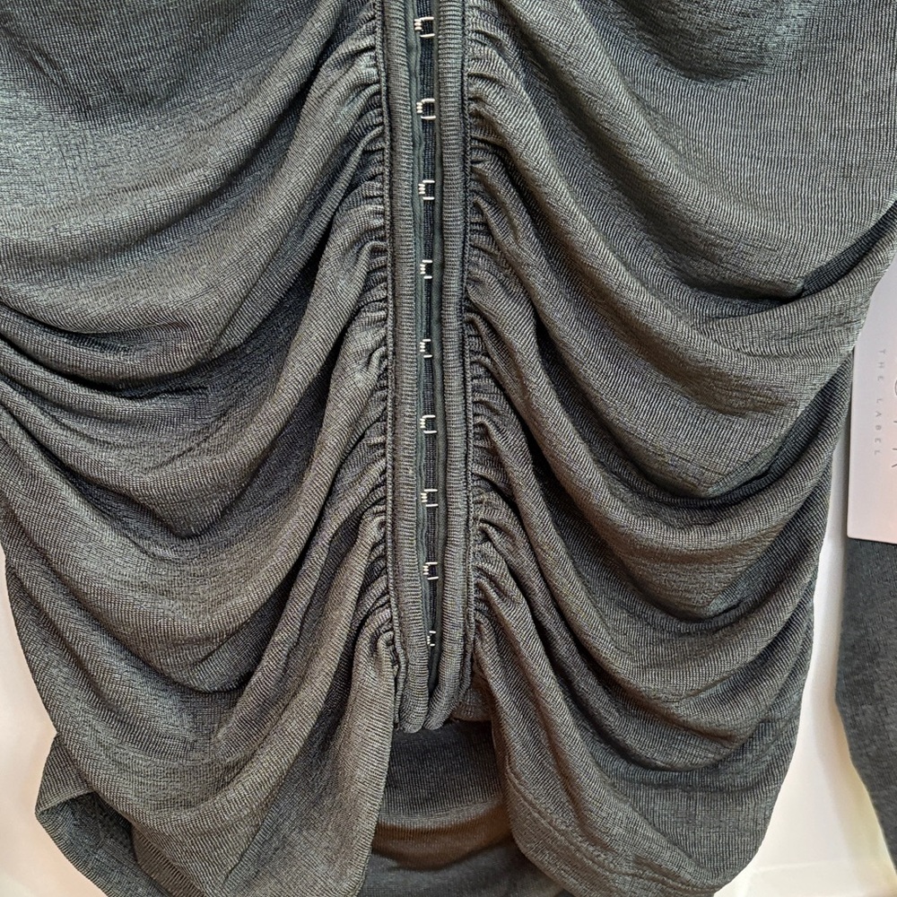 ASTR Charcoal Ruched Blouse - Picture 5 of 10